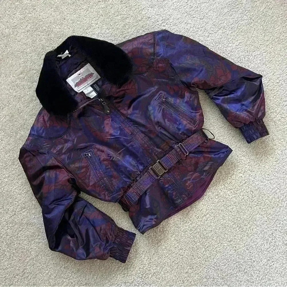 Obermeyer Vintage 90’s Thermolite Baroque Insulated Ski Jacket Coat Belted Sz 8 - Picture 2 of 16